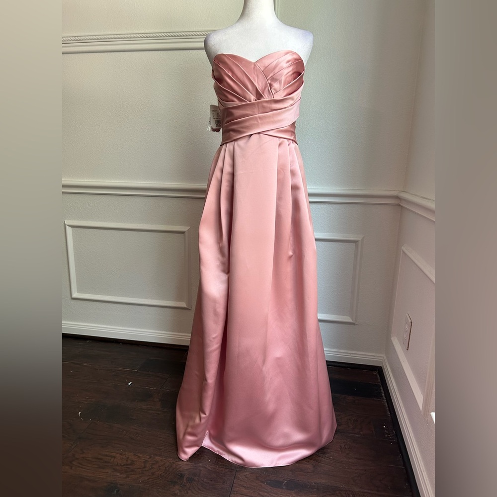 David’s Bridal Pink Satin Formal Prom Bridesmaid Dress, Size 14, NWT